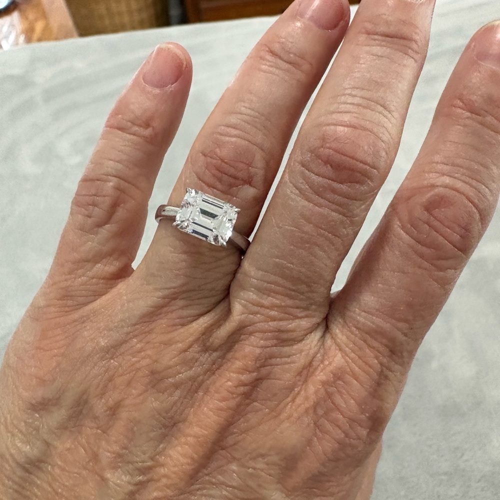Classic Emerald-Cut Solitaire Ring - White